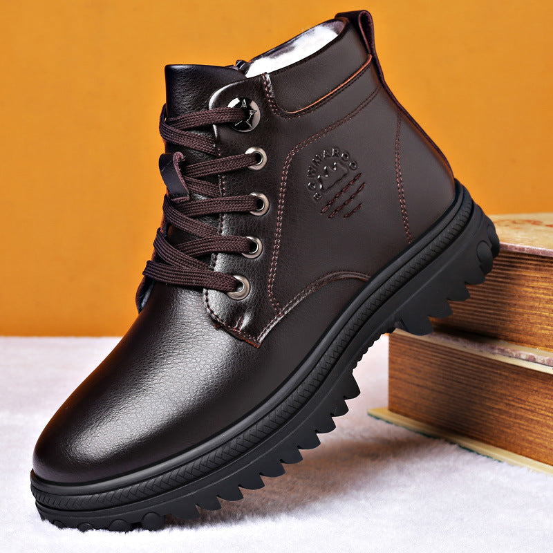 Botas de invierno impermeables de piel auténtica para hombre