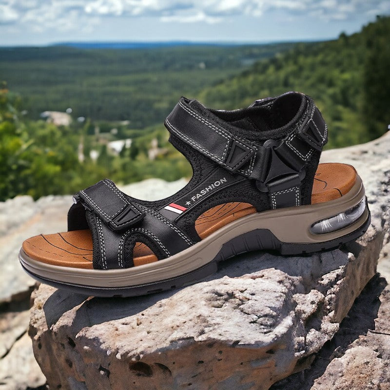 Sandalias de cuero con amortiguación de aire y soporte para el arco para hombre