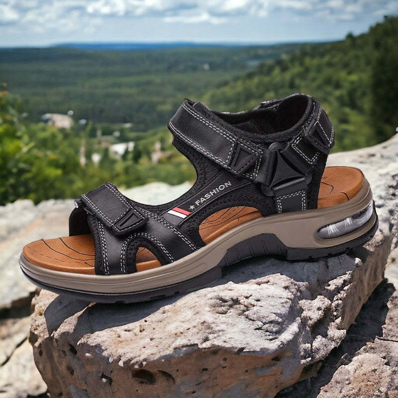 Sandalias de cuero con amortiguación de aire y soporte para el arco para hombre