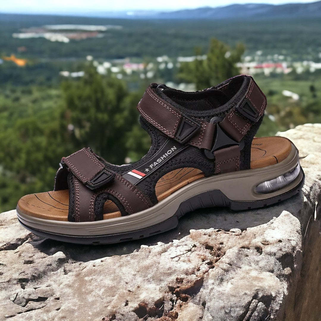 Sandalias de cuero con amortiguación de aire y soporte para el arco para hombre