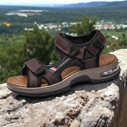 Sandalias de cuero con amortiguación de aire y soporte para el arco para hombre