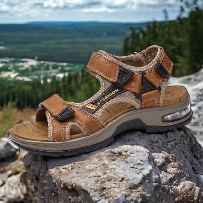 Sandalias de cuero con amortiguación de aire y soporte para el arco para hombre