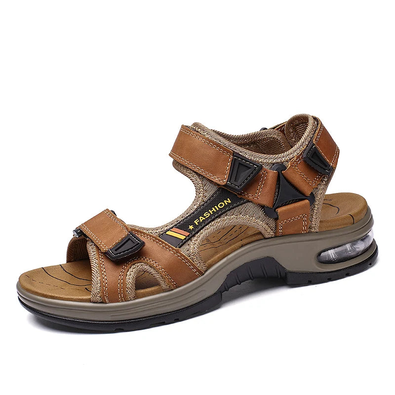 Sandalias de cuero con amortiguación de aire y soporte para el arco para hombre