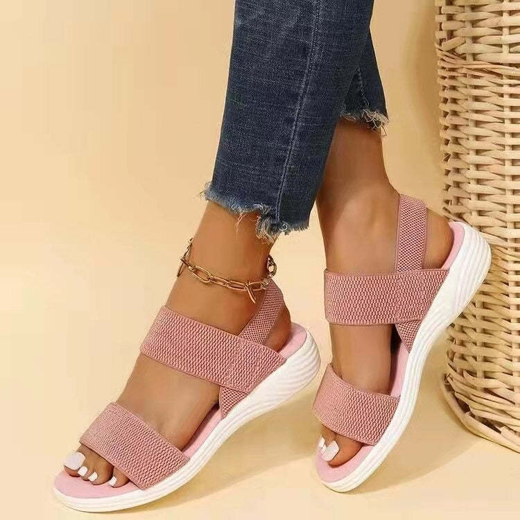 Sandalias ortopédicas cómodas para mujer con banda elástica, informales, de verano