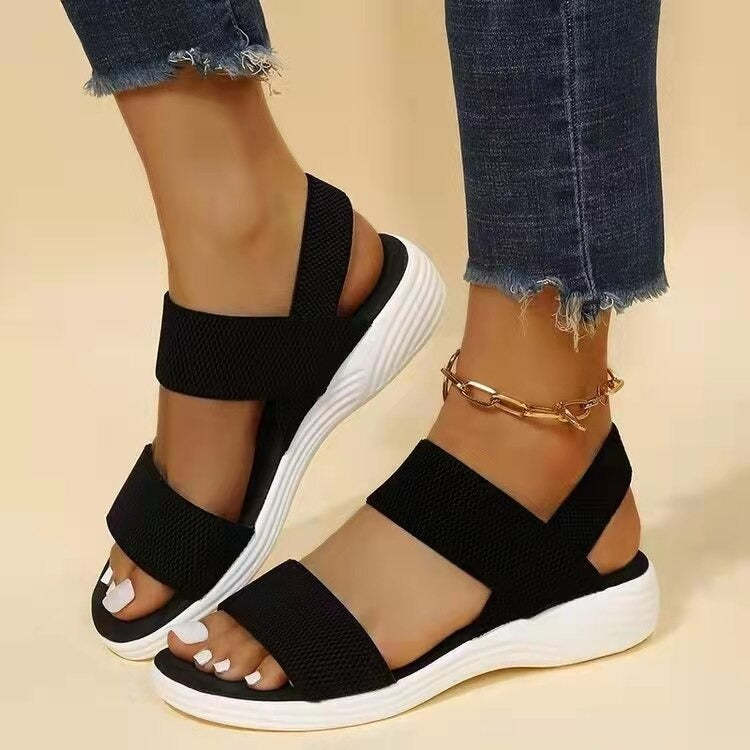 Sandalias ortopédicas cómodas para mujer con banda elástica, informales, de verano