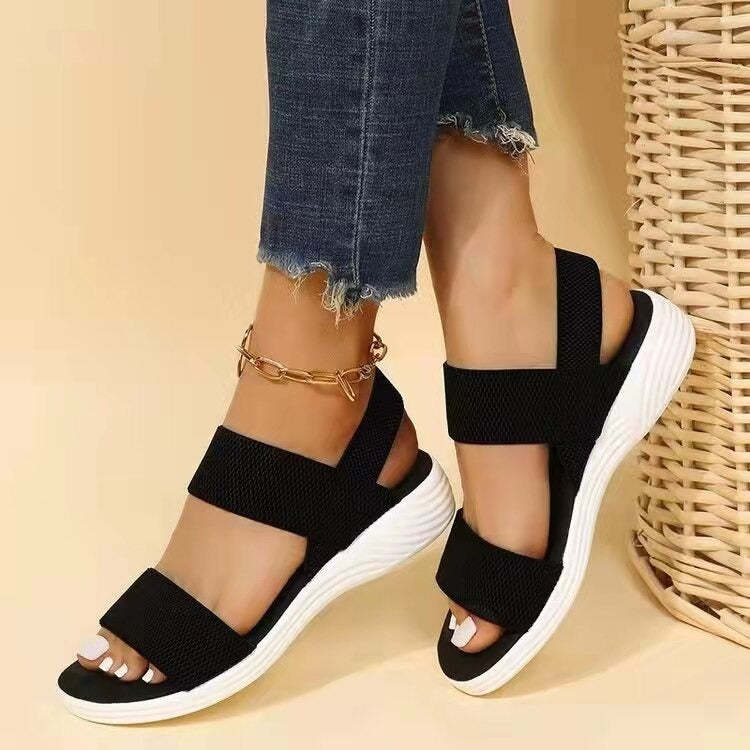 Sandalias ortopédicas cómodas para mujer con banda elástica, informales, de verano