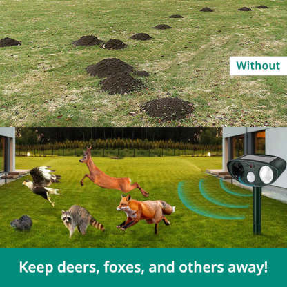 Repelente de plagas de animales alimentado por energía solar e infrarrojo