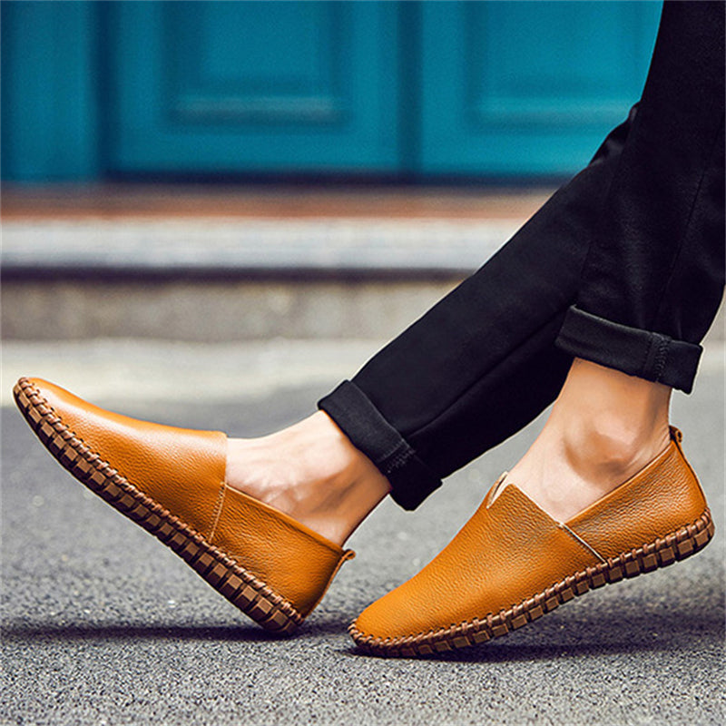 Zapatos Barefoot de cuero transpirables con puntadas para hombre