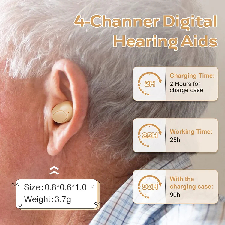 Audífono para personas mayores recargable con cancelación de ruido