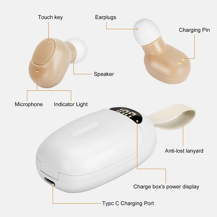 Audífono para personas mayores recargable con cancelación de ruido