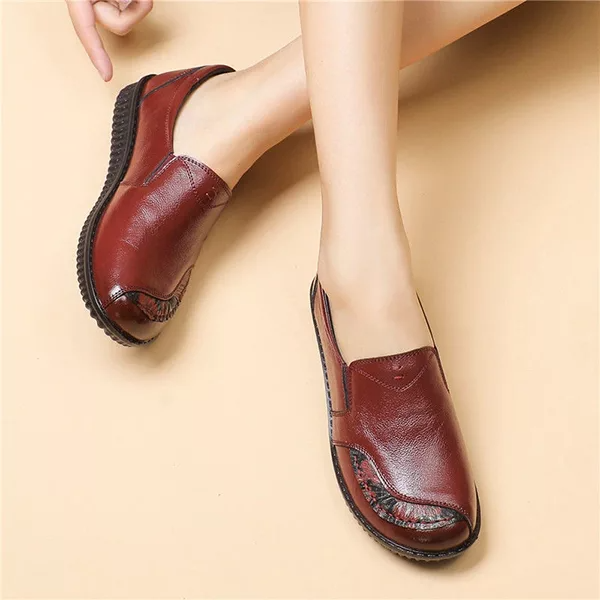 Zapatos planos de piel de corte ancho