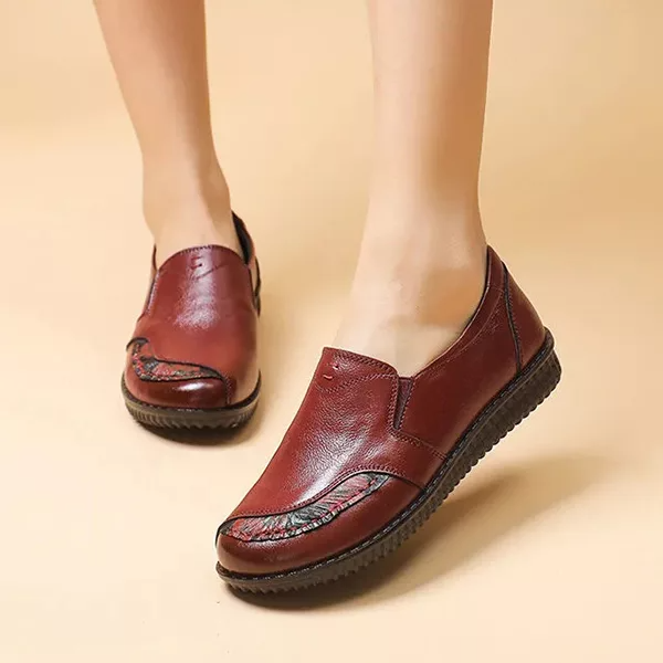 Zapatos planos de piel de corte ancho