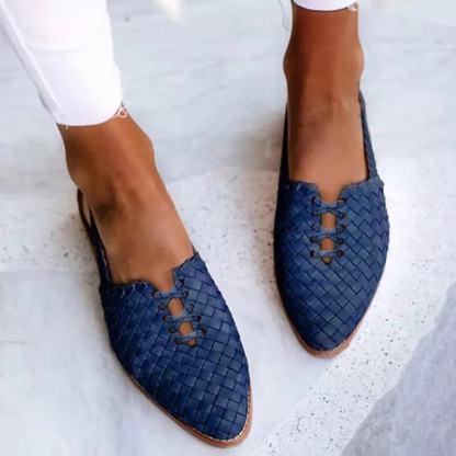 Sandalias de cuero trenzado a mano para mujer