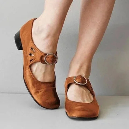 Zapatos Mary Janes de verano de tacón bajo estilo vintage para mujer