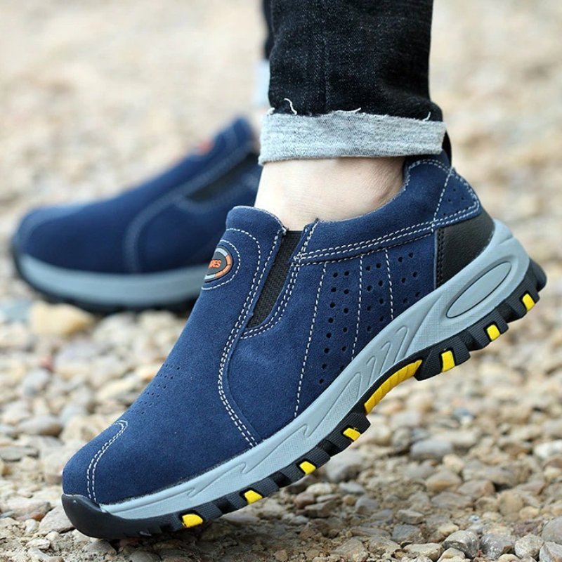 Botas de seguridad antiperforación de gamuza para hombre, zapatos ortopédicos