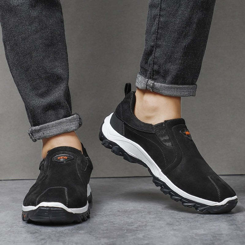 Zapatos ortopédicos de gamuza de primera calidad sin cordones para hombre