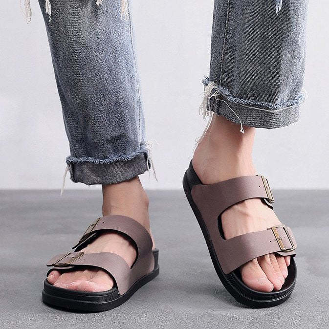 Sandalias ortopédicas impermeables para hombre con hebilla y soporte para el arco de la playa