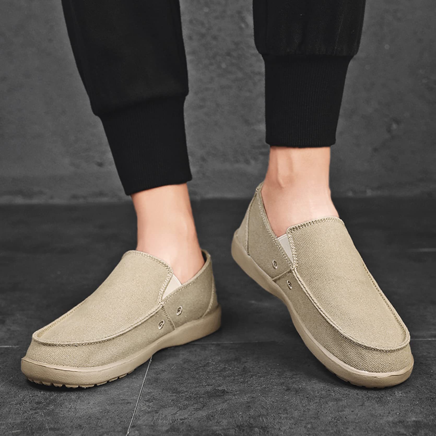 Mocasines de lona clásicos para hombre, cómodos zapatos náuticos para conducir