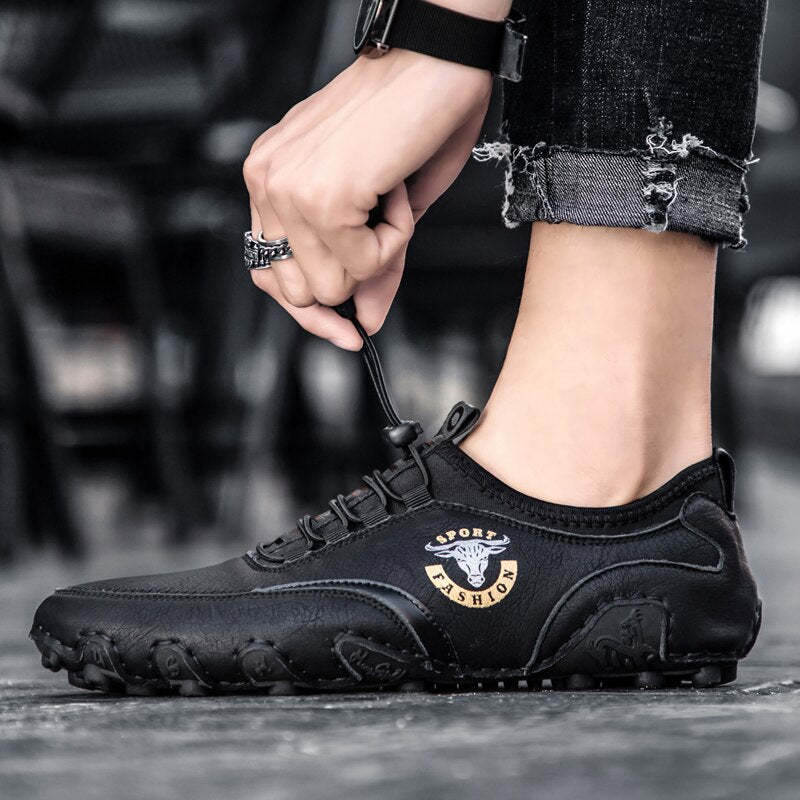 Zapatos de conducción descalzos Baker cómodos para hombre, zapatos de cuero vintage hechos a mano