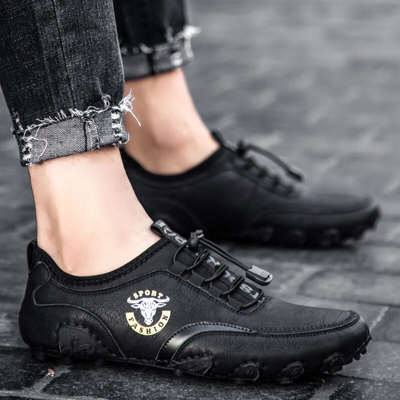 Zapatos de conducción descalzos Baker cómodos para hombre, zapatos de cuero vintage hechos a mano