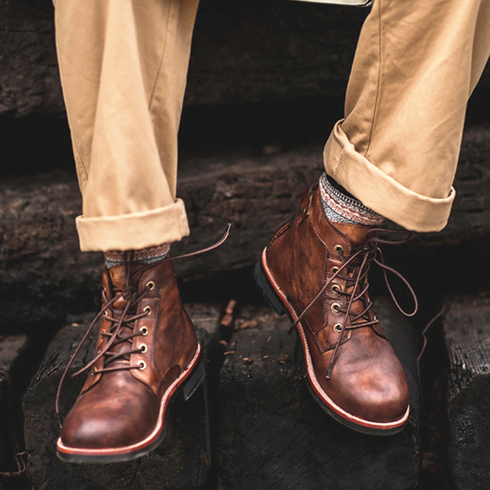 Botas altas de cuero para hombre