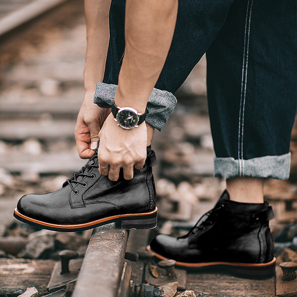 Botas altas de cuero para hombre