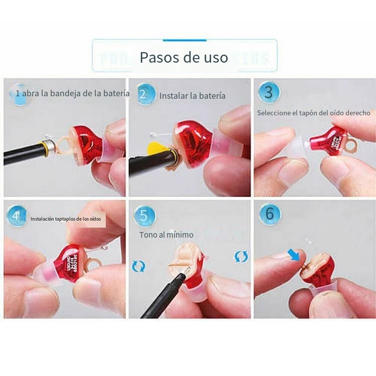 Mini audífonos digitales, amplificador de voz, invisibles en el oído