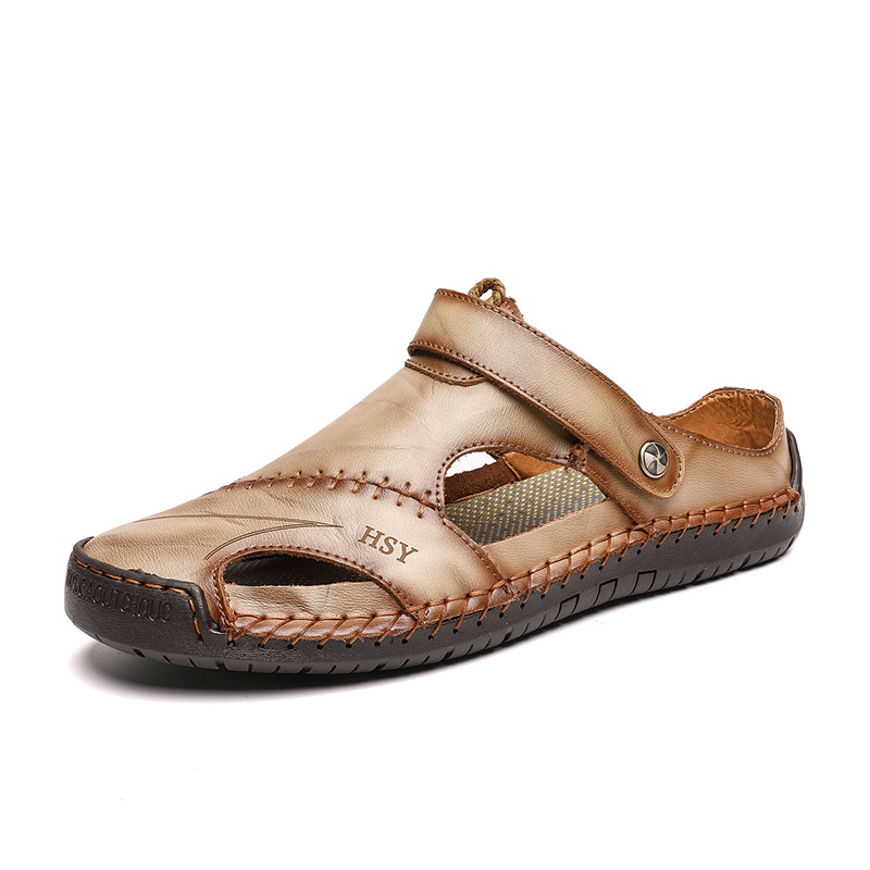 Sandalias de hombre de cuero de vaca suave para playa masculina de gran tamaño deportes al aire libre zapatos casuales para caminar de verano para hombres sandalias de moda