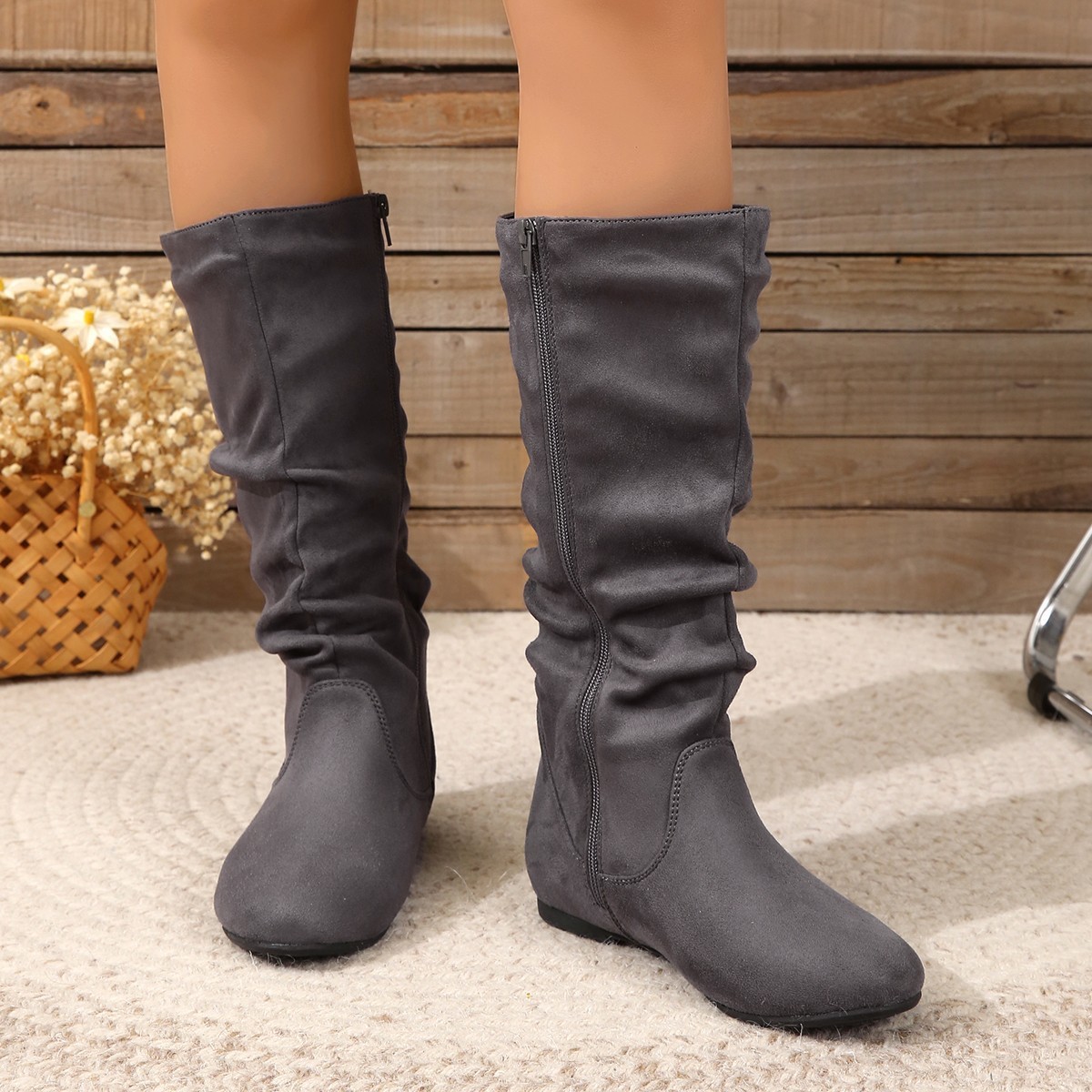 Botas altas con suela plana para mujer