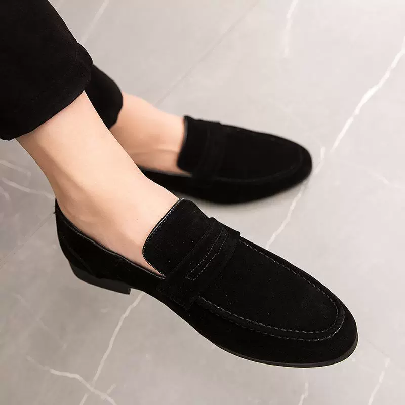 Mocasines de ante de tacón cuadrado para hombre