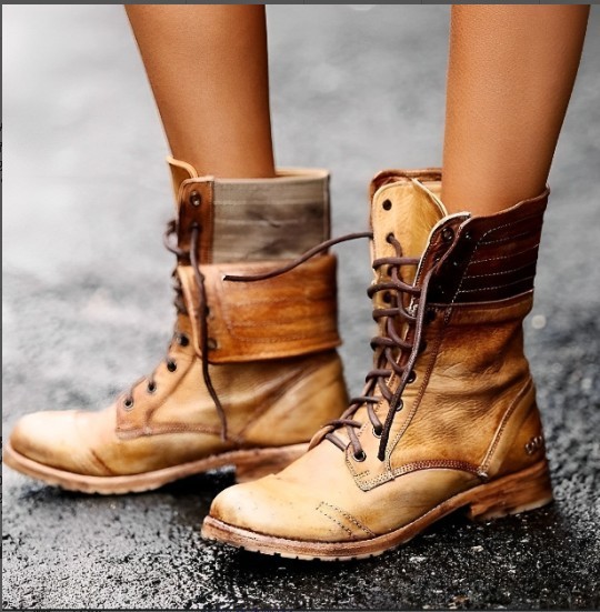 Botas de moto con cordones para mujer
