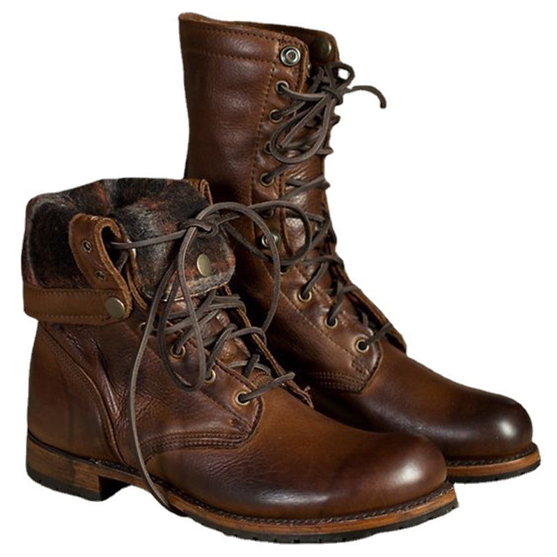 Botas de montar, botas de combate vintage para motocicletas para mujeres y hombres