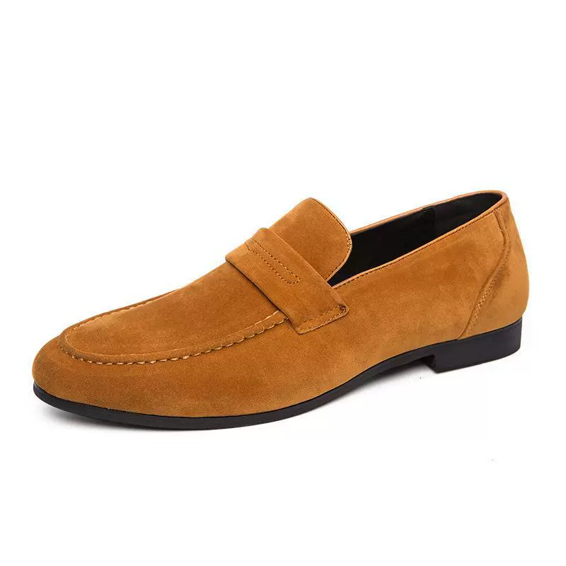Mocasines de ante de tacón cuadrado para hombre