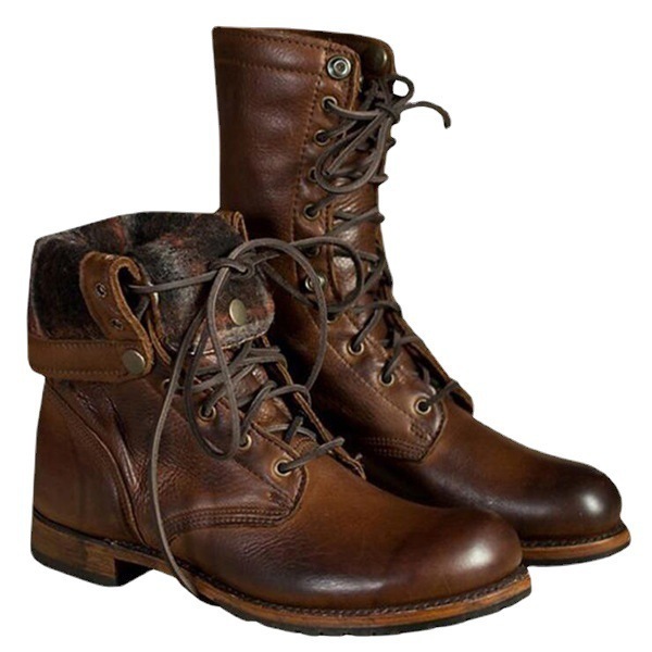 Botas de montar, botas de combate vintage para motocicletas para mujer