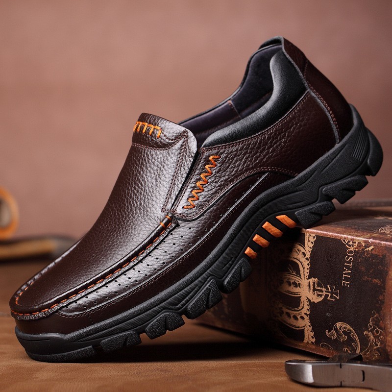 Mocasines ortopédicos de piel sintética suave para hombre