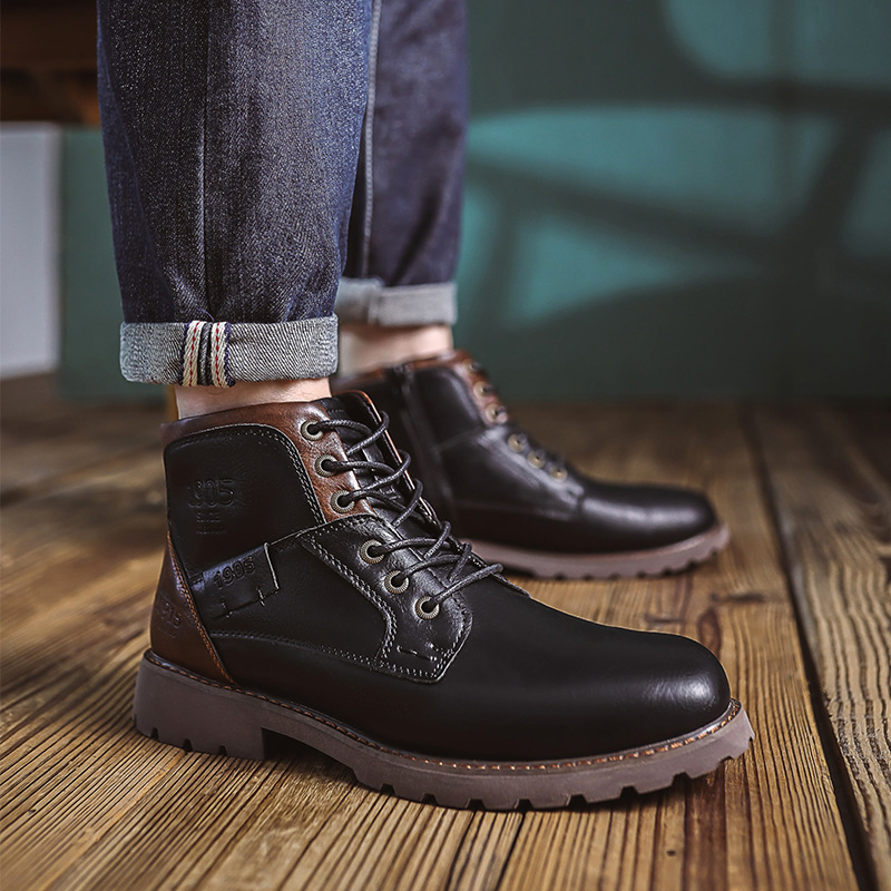 Botas de piel con cremalleras para hombre