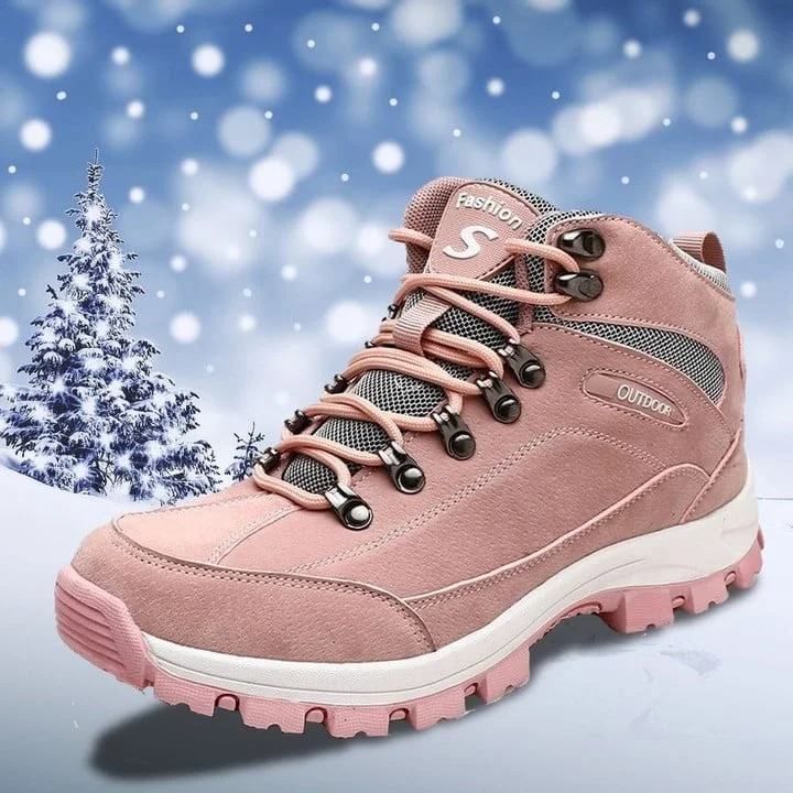 Botas de nieve ortopédicas para mujer, cómodas, cálidas y con cordones para senderismo