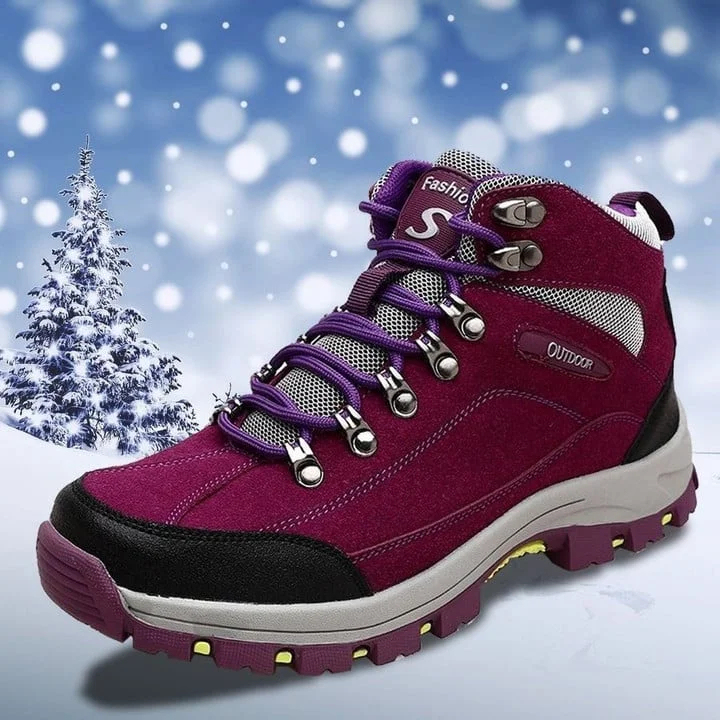 Botas de nieve ortopédicas para mujer, cómodas, cálidas y con cordones para senderismo