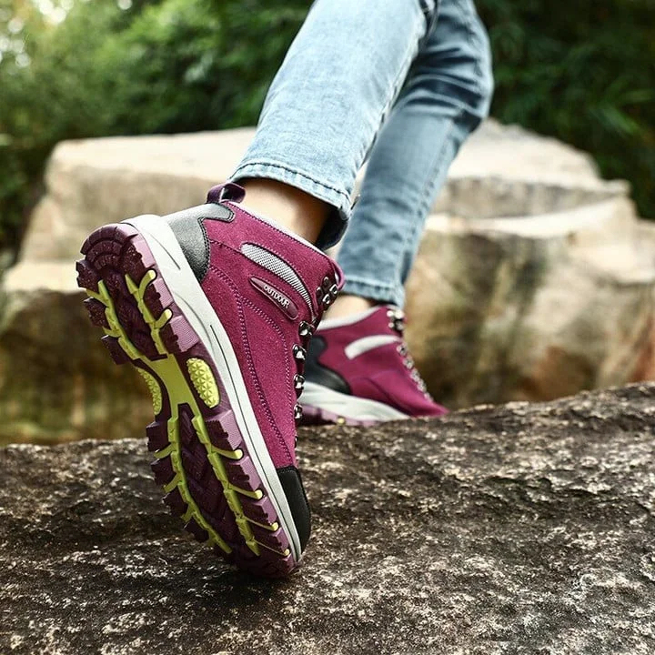 Botas de nieve ortopédicas para mujer, cómodas, cálidas y con cordones para senderismo