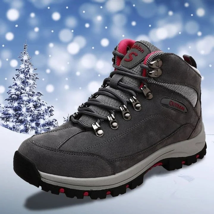 Botas de nieve ortopédicas para mujer, cómodas, cálidas y con cordones para senderismo