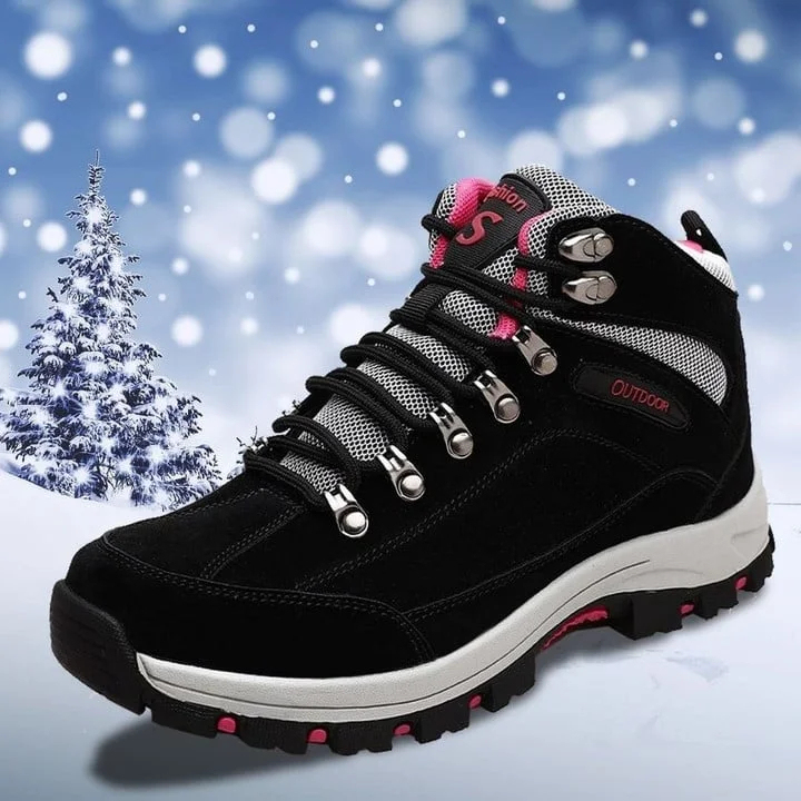 Botas de nieve ortopédicas para mujer, cómodas, cálidas y con cordones para senderismo