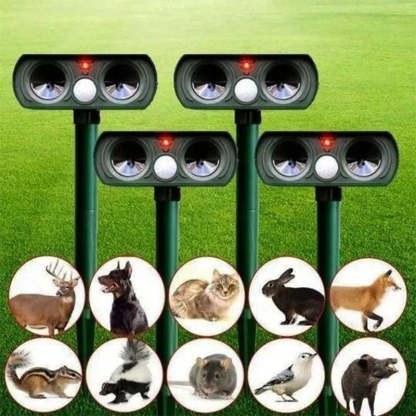 Repelente de plagas de animales alimentado por energía solar e infrarrojo