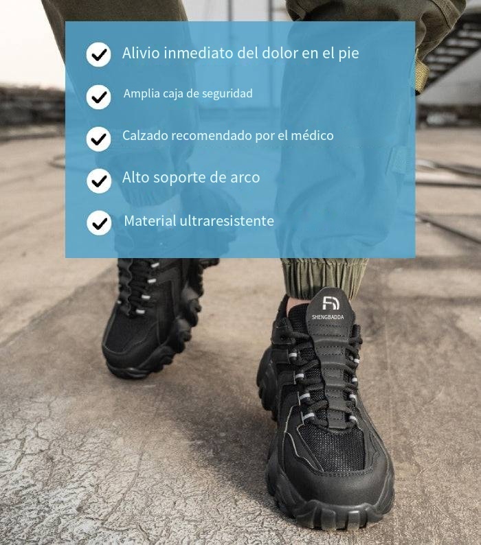 Zapatos ortopédicos indestructibles con suela sólida y reflectantes de seguridad