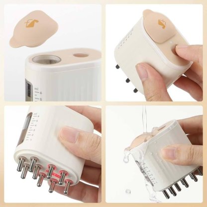 Ayuda para el cuidado del cabello: masajeador y aplicador eléctrico 2 en 1 para el cuero cabelludo, cepillo para el cuero cabelludo con aceite para el tratamiento del crecimiento del cabello