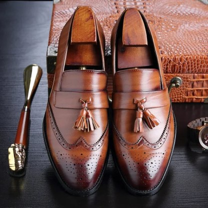 Zapatos brogue ortopédicos clásicos para hombre con borlas