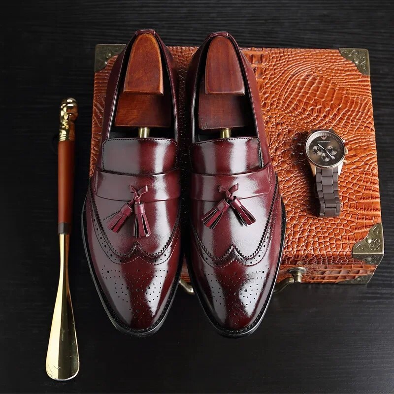 Zapatos brogue ortopédicos clásicos para hombre con borlas