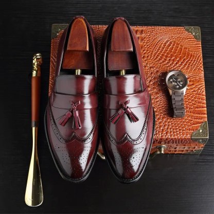 Zapatos brogue ortopédicos clásicos para hombre con borlas