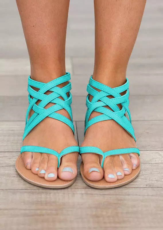 Sandalias Planas con Cremallera Cruzada de Verano para Mujer