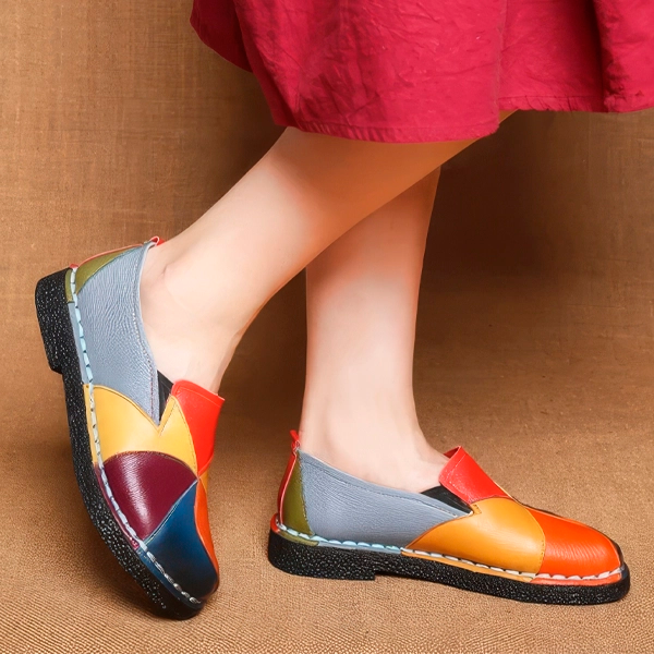 Mocasines de Colores de Piel Auténtica para Mujer