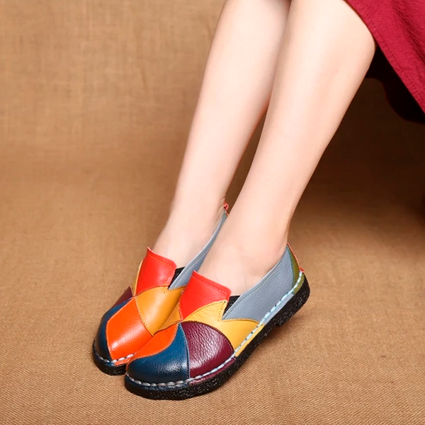 Mocasines de Colores de Piel Auténtica para Mujer